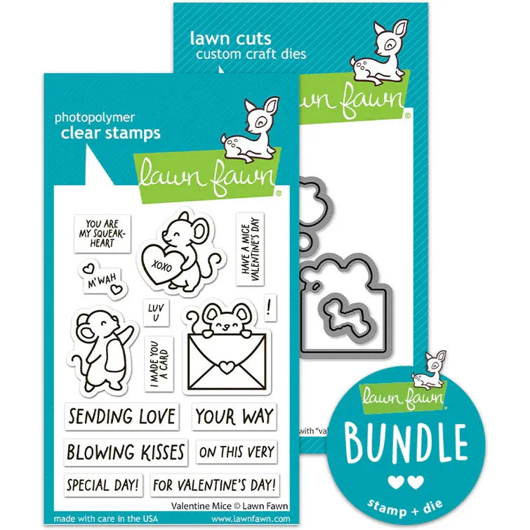 Valentine Mice Stamp + Die Bundle
