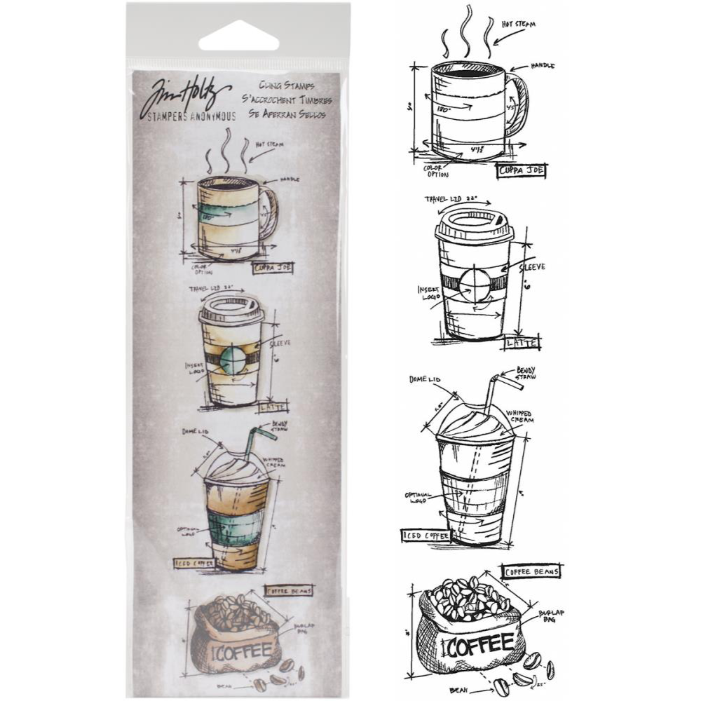 Fresh Brewed Blueprint Strip Stamps | Tim Holtz