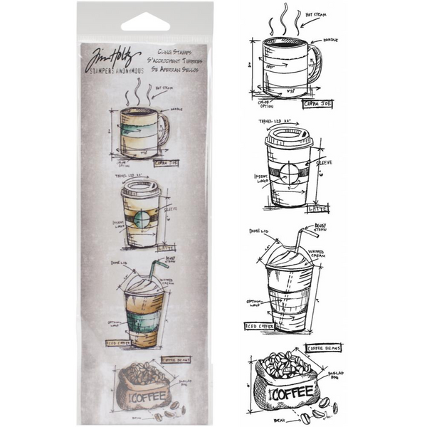Fresh Brewed Blueprint Strip Stamps | Tim Holtz