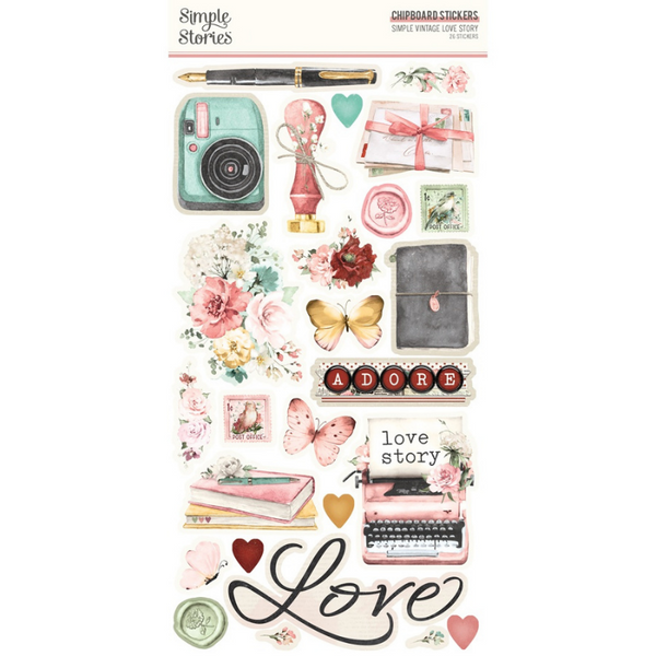 Love Story 6x12 Chipboard Stickers