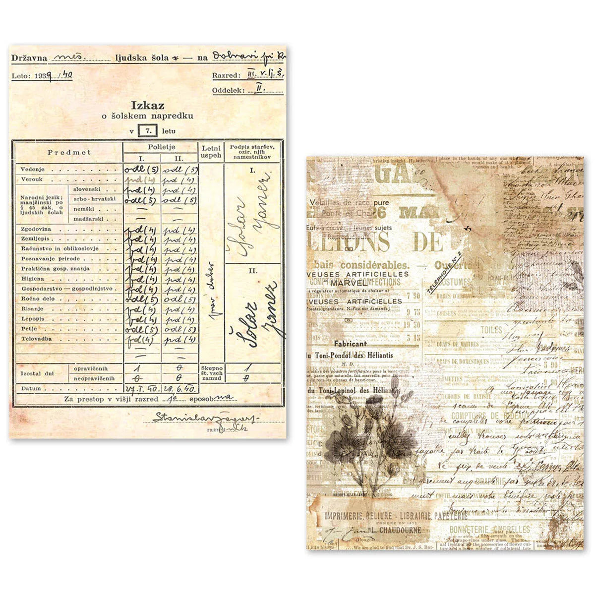 Vintage Manuscript A5 Tissue Paper 24pk