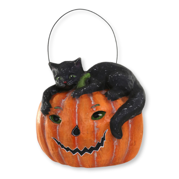 Cat with Jack-o-Lantern Vintage Style Halloween Buckets