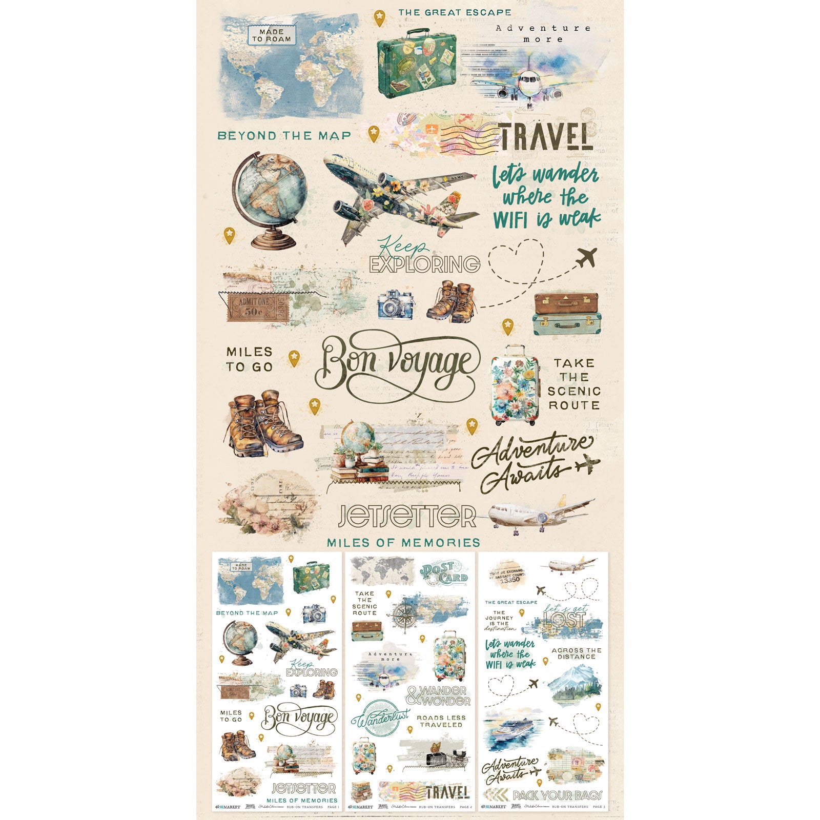 Travel Diaries Blendable Rub-on Transfers