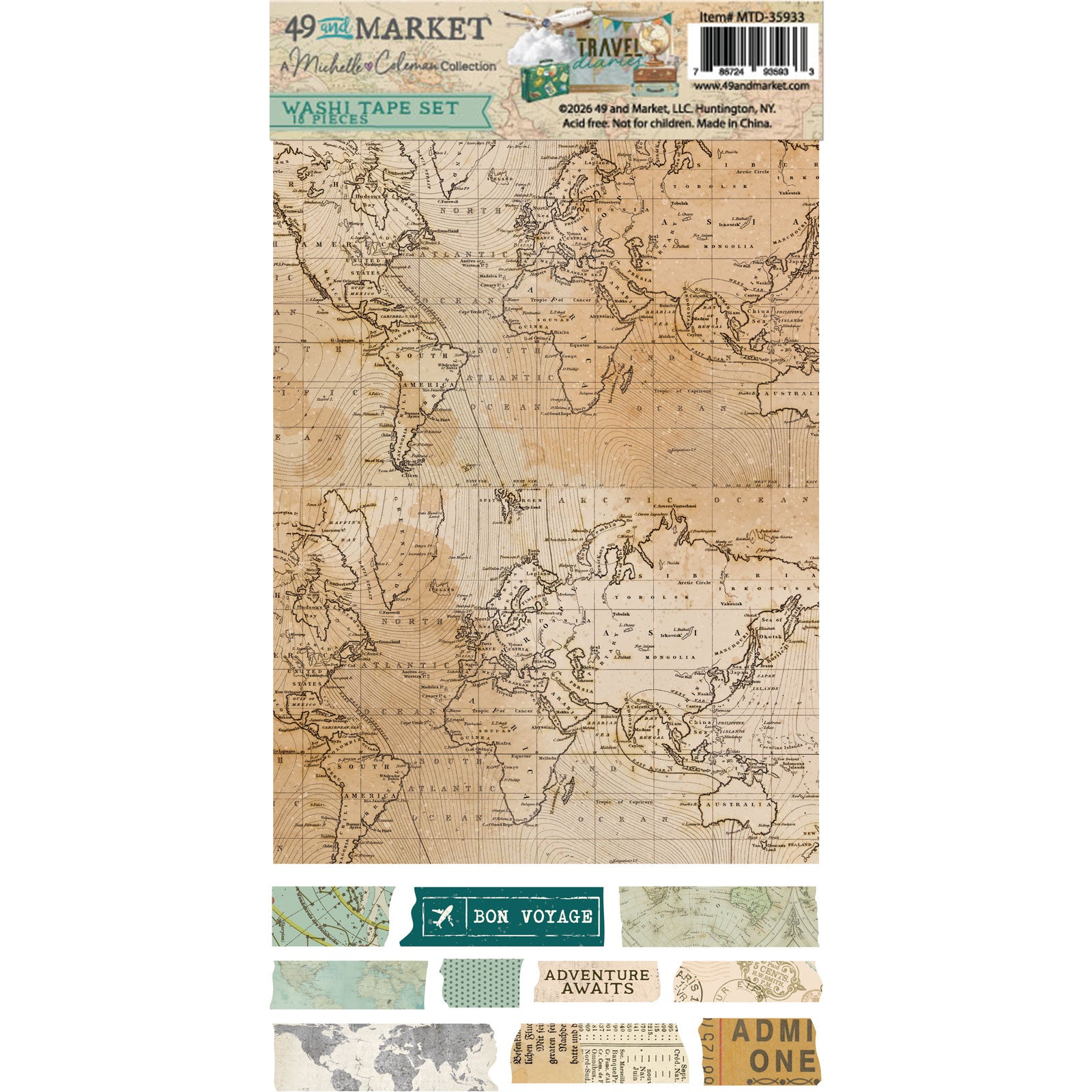 Travel Diaries Washi Tape Sheets