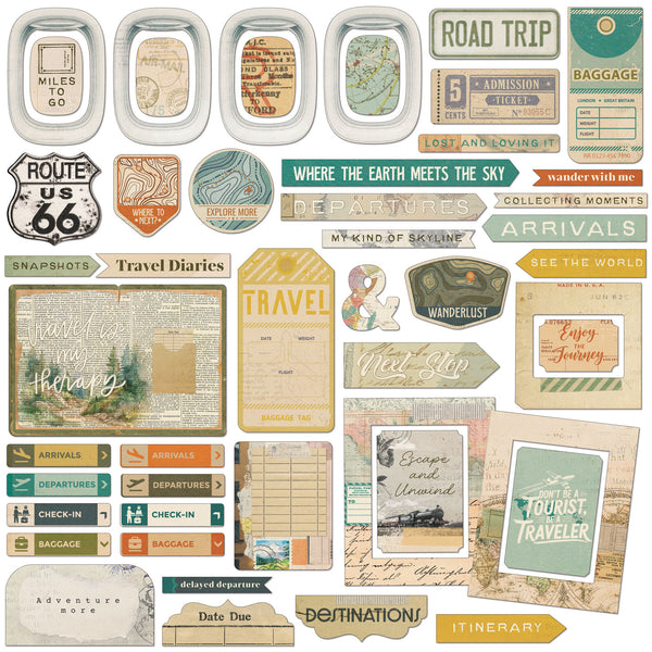Travel Diaries Chipboard Elements