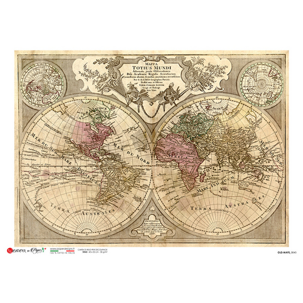 Mappa Totius Mundi Old World Map A4 Rice Paper