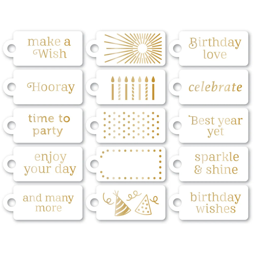Birthday Party Foil Greeting White Tags