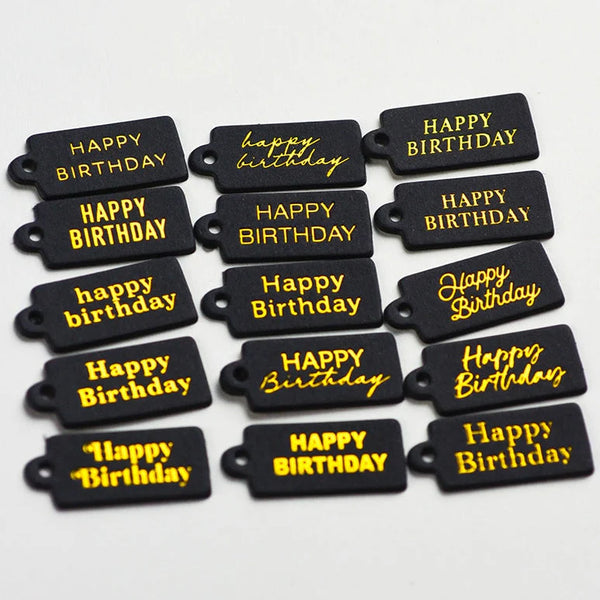 Happy Birthday Foil Greeting Black Tags
