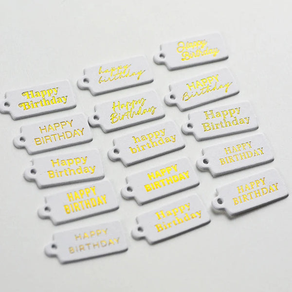 Birthday Party Foil Greeting White Tags