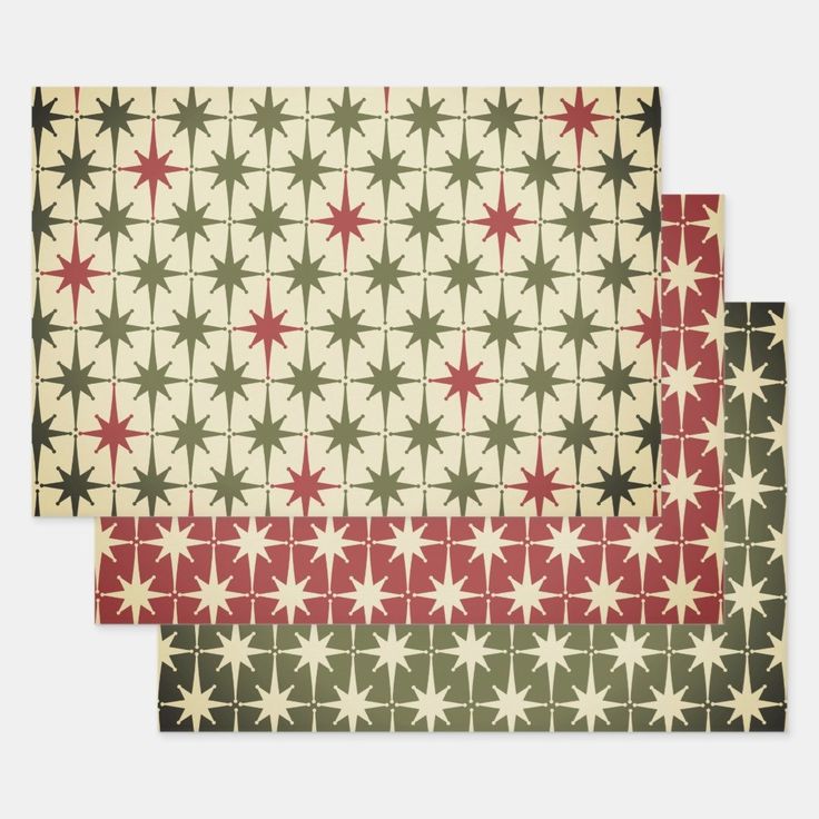 Mid-Mod Christmas Stars Wrapping Paper Trio