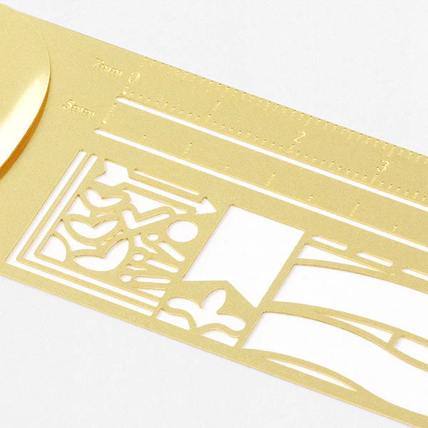 Midori Clip Ruler | Pattern A/Banners {Brass}