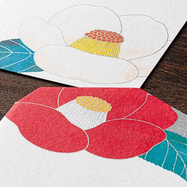 Silk Printed Red & White Camellia Envelopes