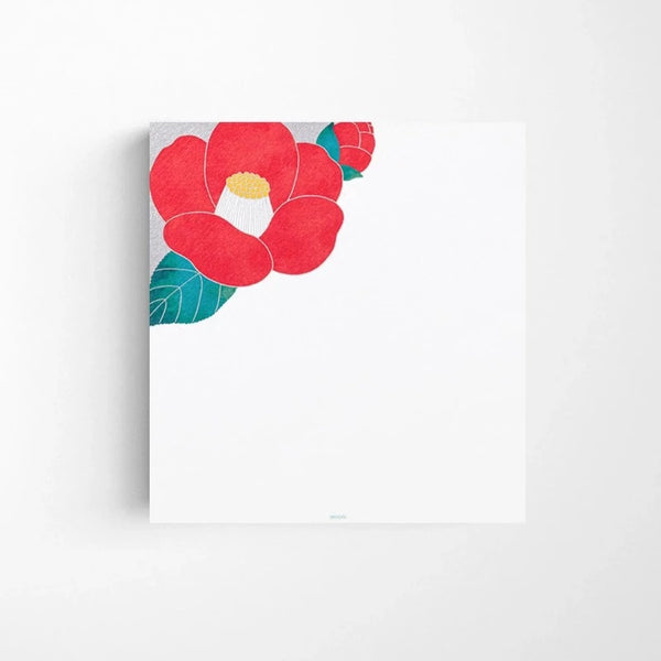 Silk Printed Red & White Camellia Letter Pad