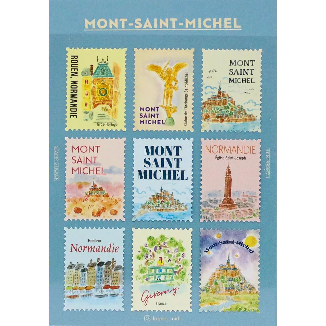 Travel Destinations Postage Stamp Sticker Sheets | L'après-midi