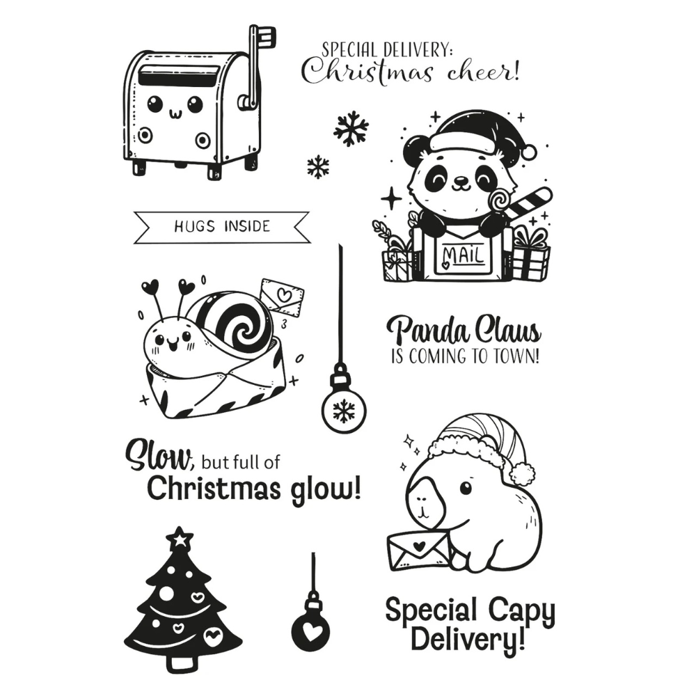 Panda Claus Jolly Mail Clear Stamp Set