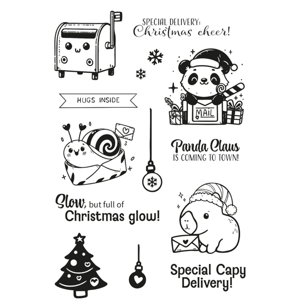 Panda Claus Jolly Mail Clear Stamp Set