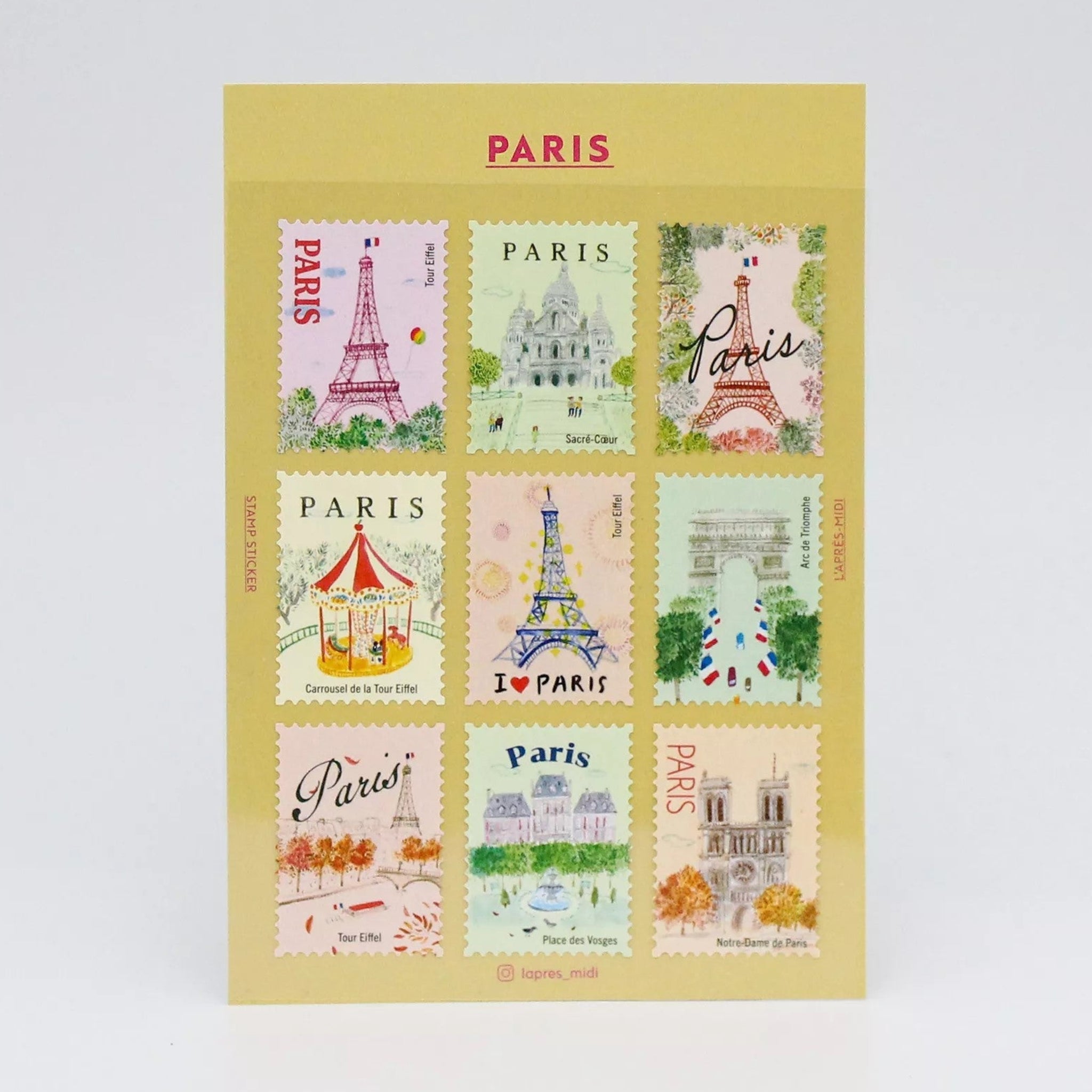 Travel Destinations Postage Stamp Sticker Sheets | L'après-midi