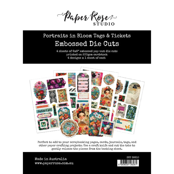 Portraits in Bloom 6x8 Tags & Tickets Embossed Die Cuts