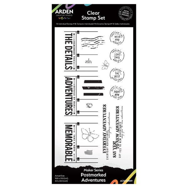 Postmarked Adventures 4x8 Clear Stamp Set | Maker Series