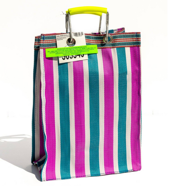 Green x Pink Striped Recycled Plastic Bags