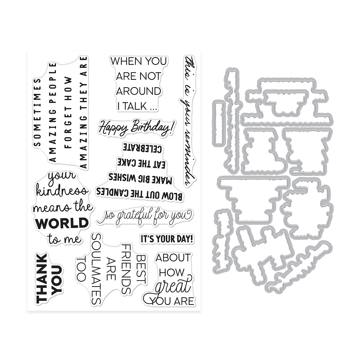 Say It Inside & Out Stamp & Cut — product contents