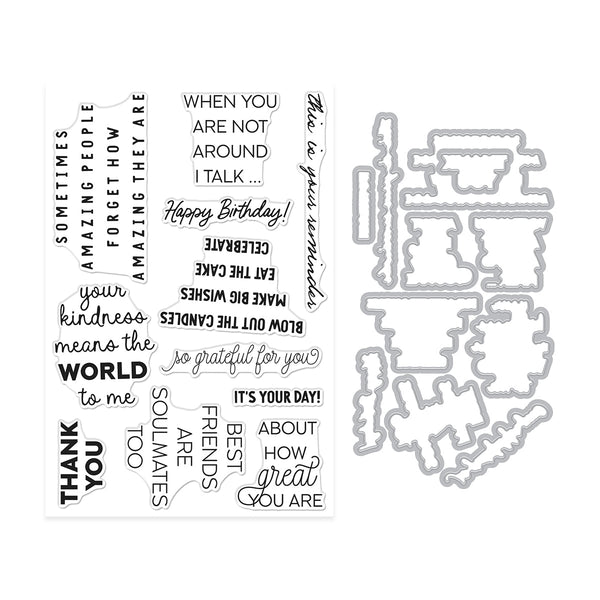 Say It Inside & Out Stamp & Cut — product contents