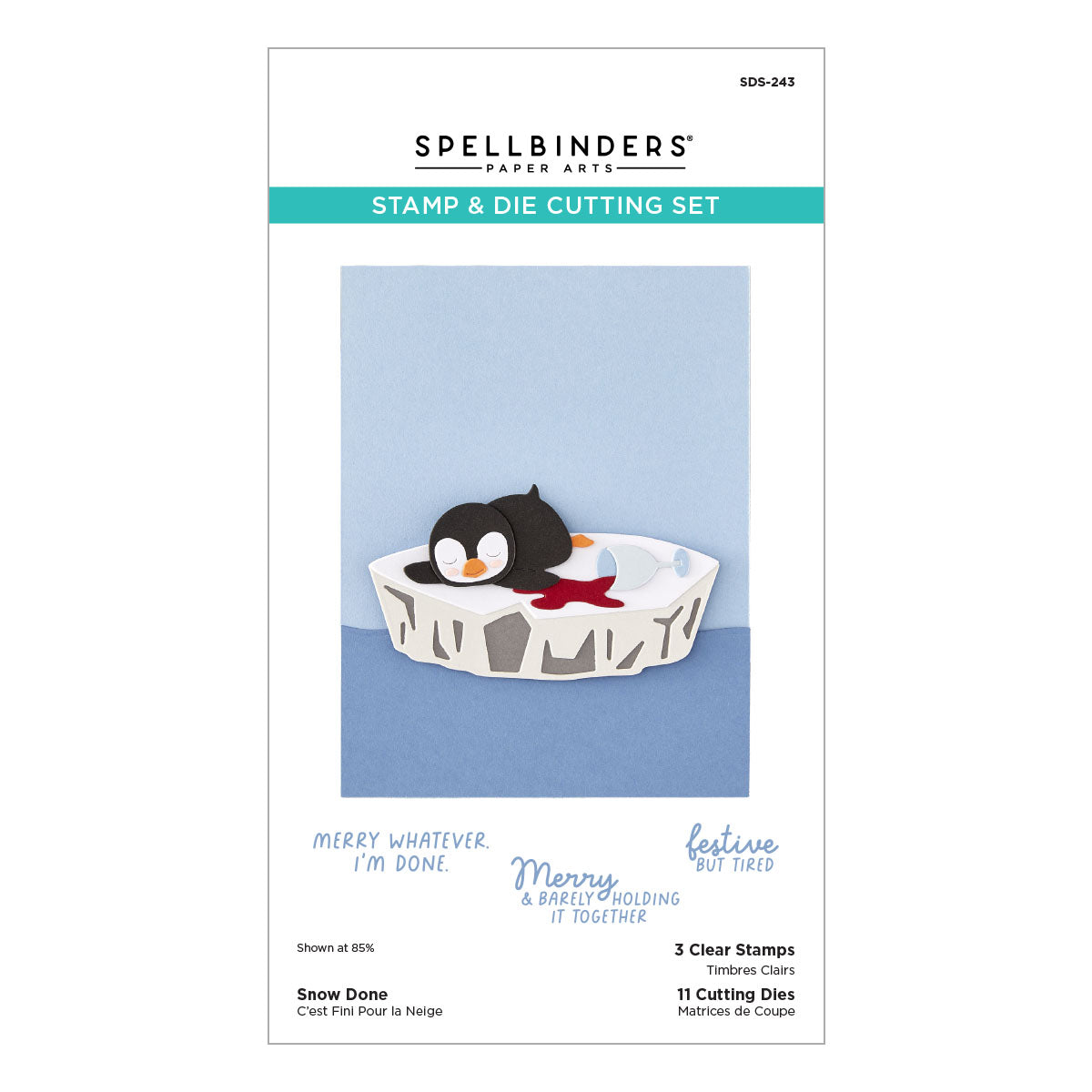 Snow Done Stamp & Die Set — product contents