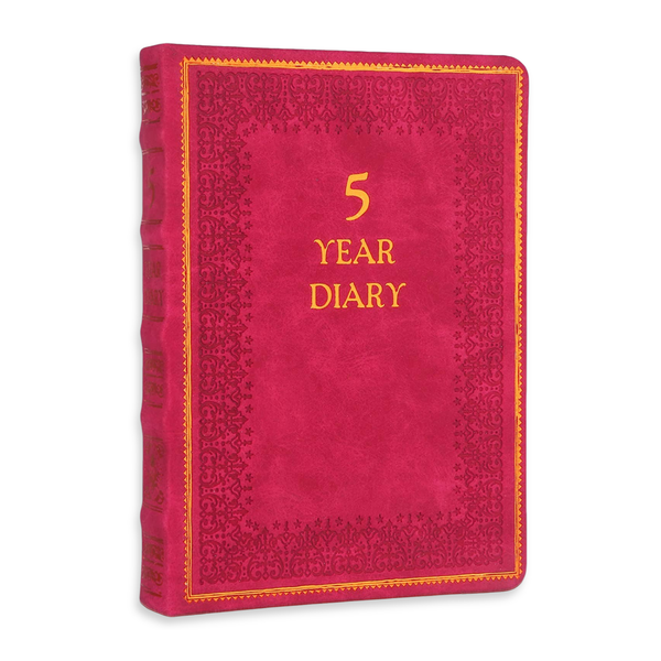 Red 5-Year A6 Vintage Vegan Leather Journal
