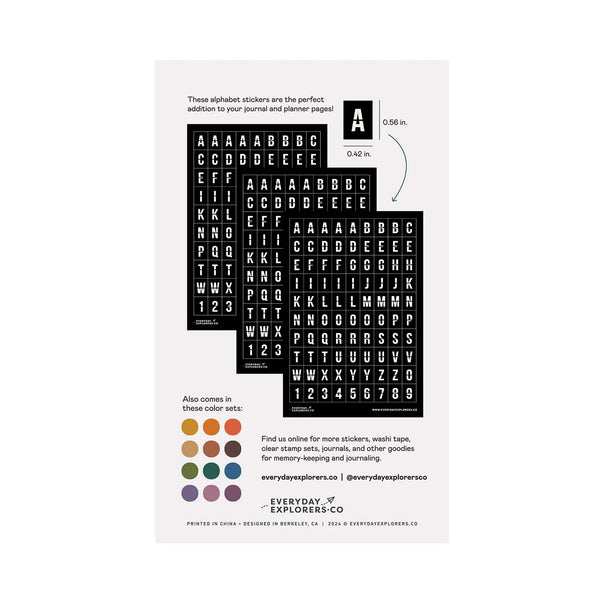 Retro Flipboard Alphabet Sticker Sheets