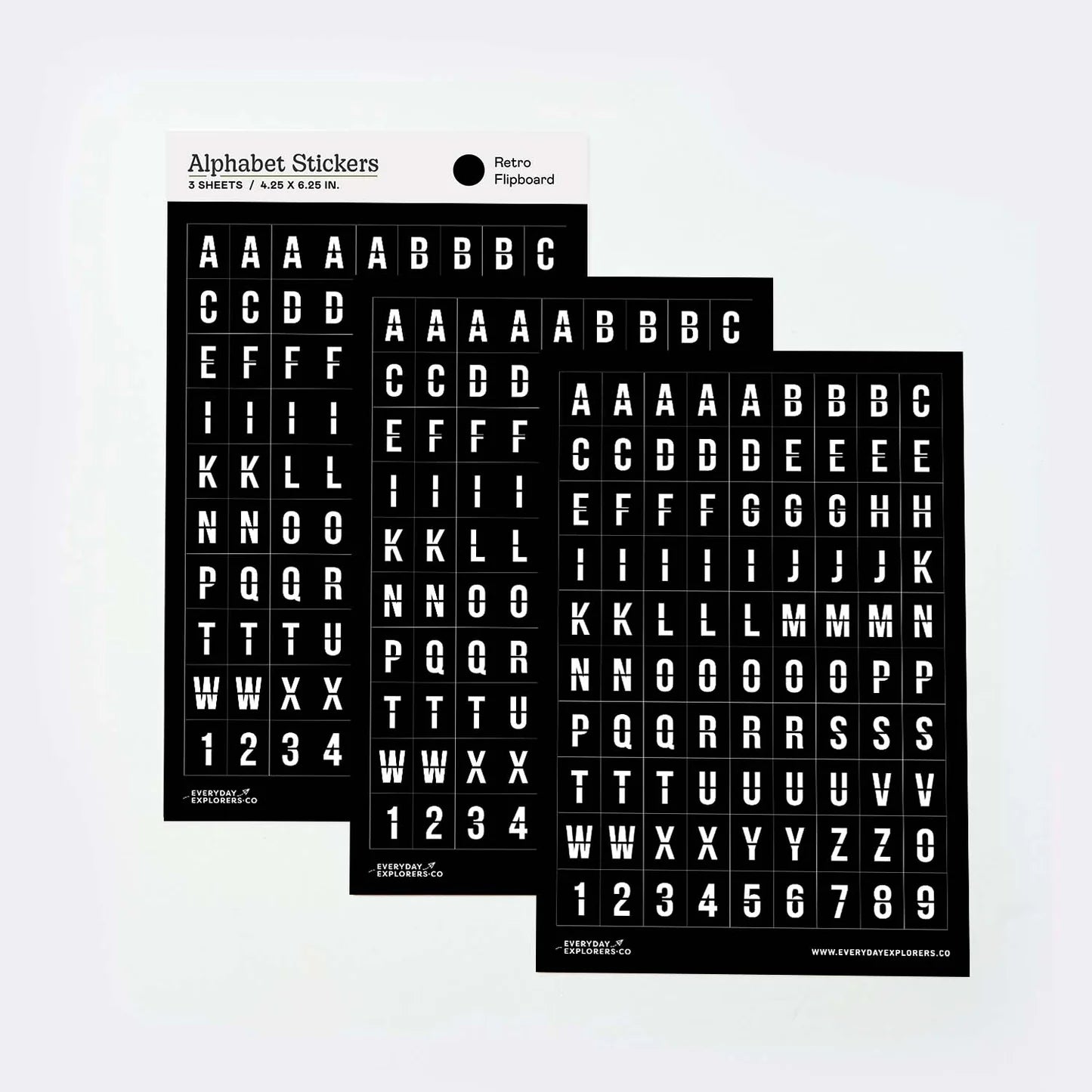Retro Flipboard Alphabet Sticker Sheets