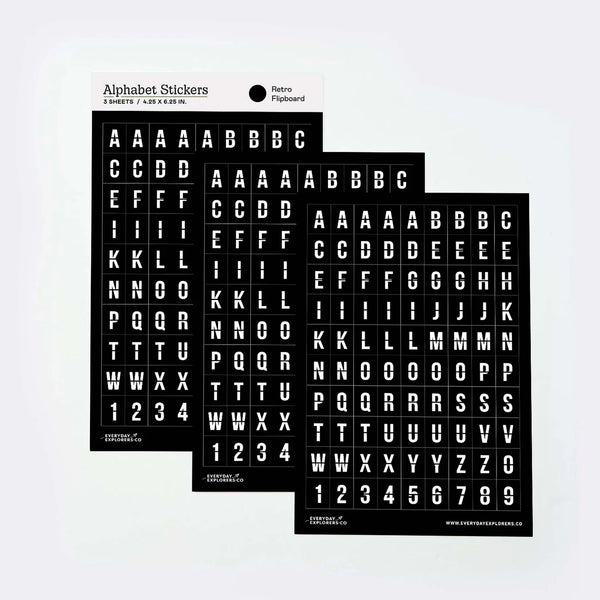 Retro Flipboard Alphabet Sticker Sheets