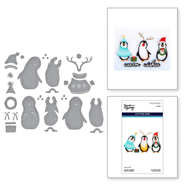 Playful Penguins Etched Dies | Simon Hurley's Let it Snow
