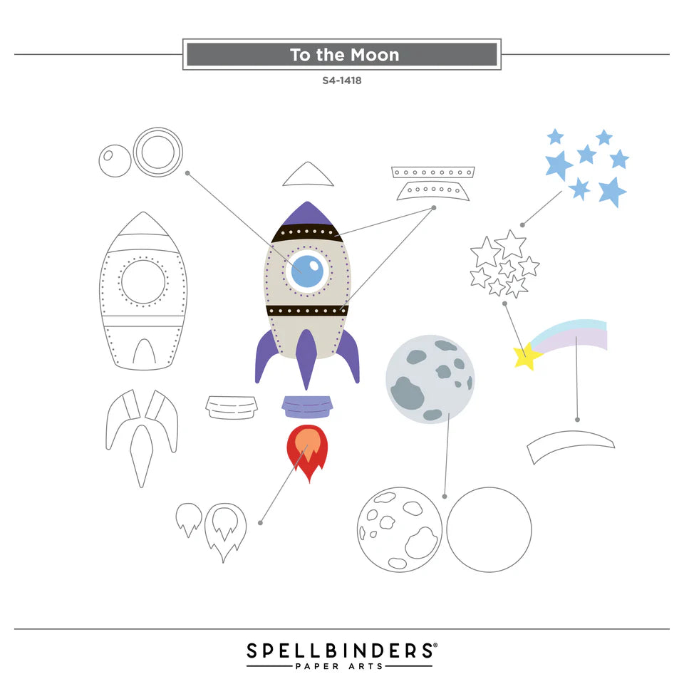 To the Moon Etched Die Set | Simon's Space Adventure