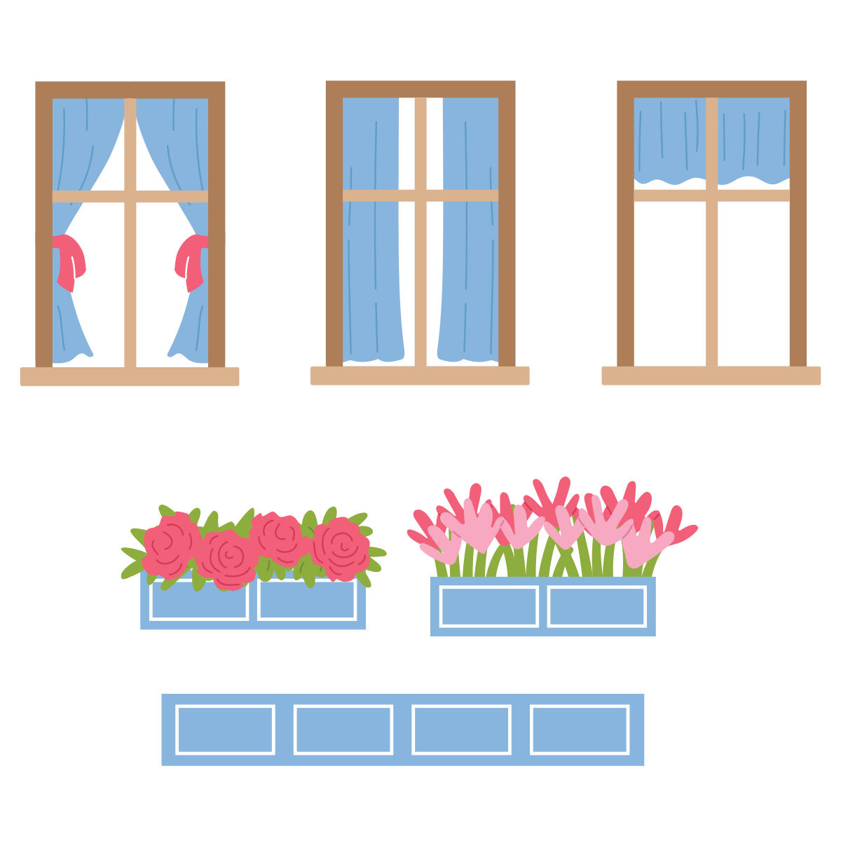 Everyday Windows, Curtains and Flower Boxes Etched Dies | Yana Smakula