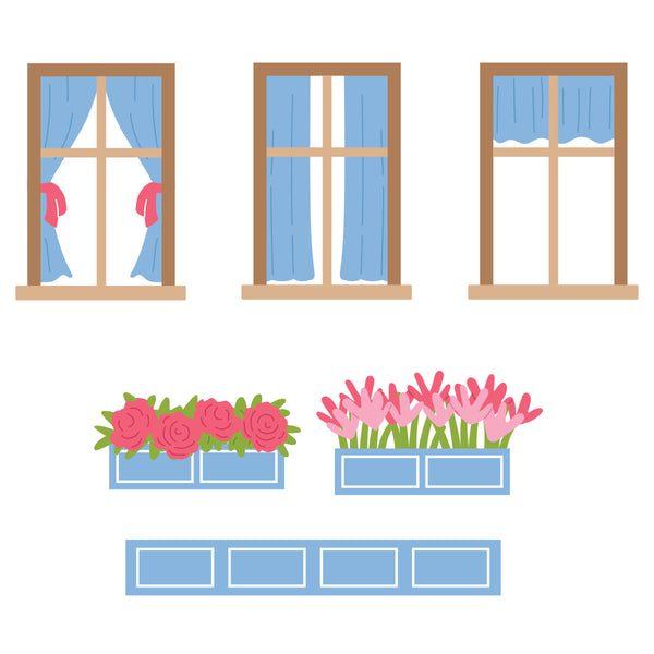 Everyday Windows, Curtains and Flower Boxes Etched Dies | Yana Smakula