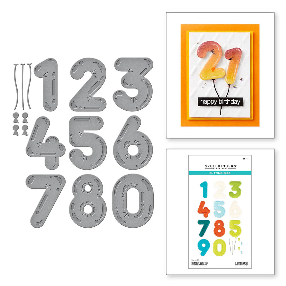 Birthday Balloons Etched Dies |  Monster Birthday Collection