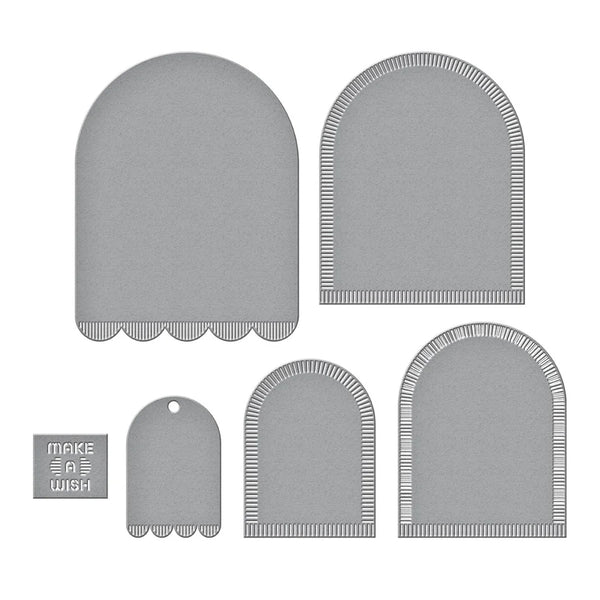 Make a Wish Arch Labels Etched Dies | Monster Birthday Collection
