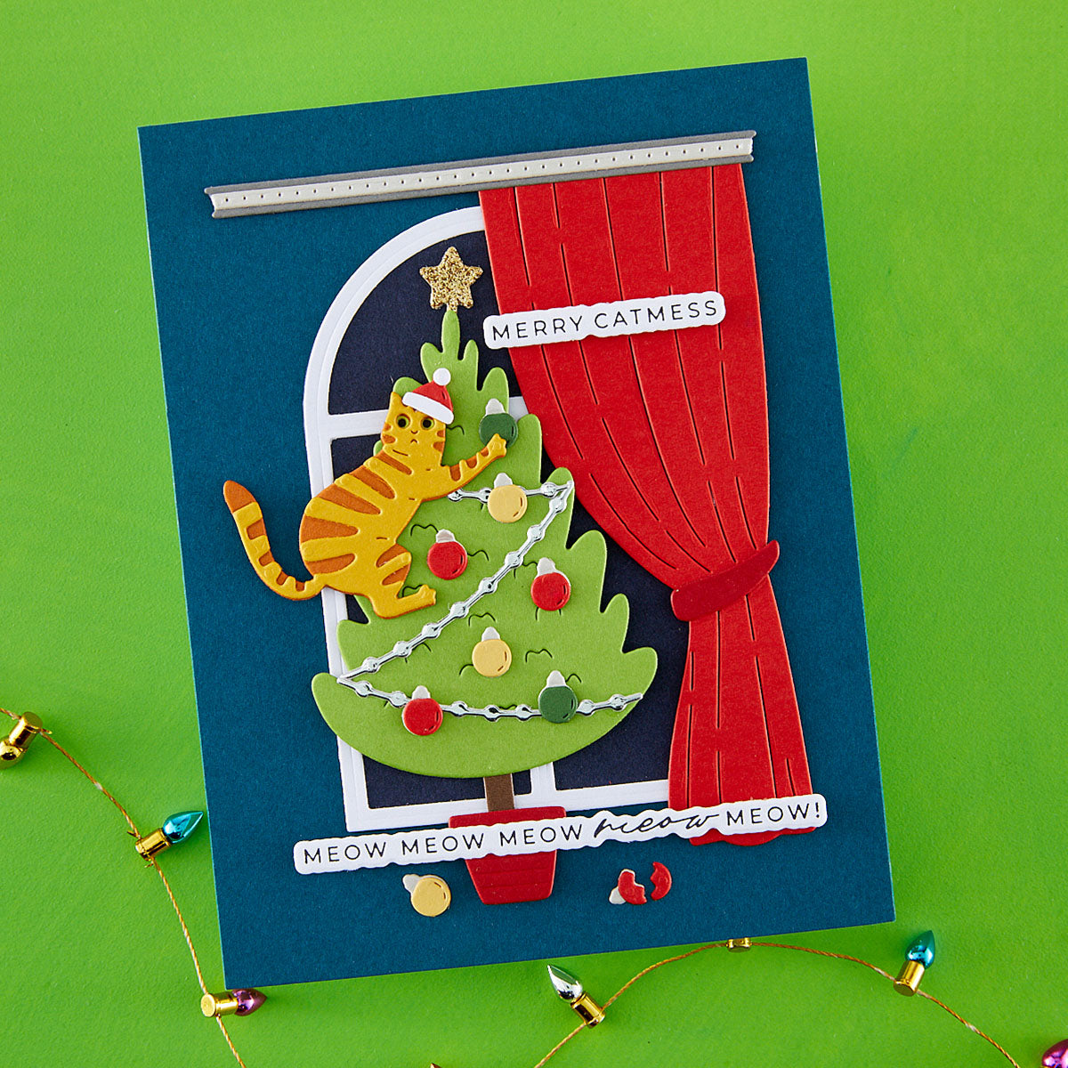 Christmas Cats Window View Etched Dies | Yana Smakula
