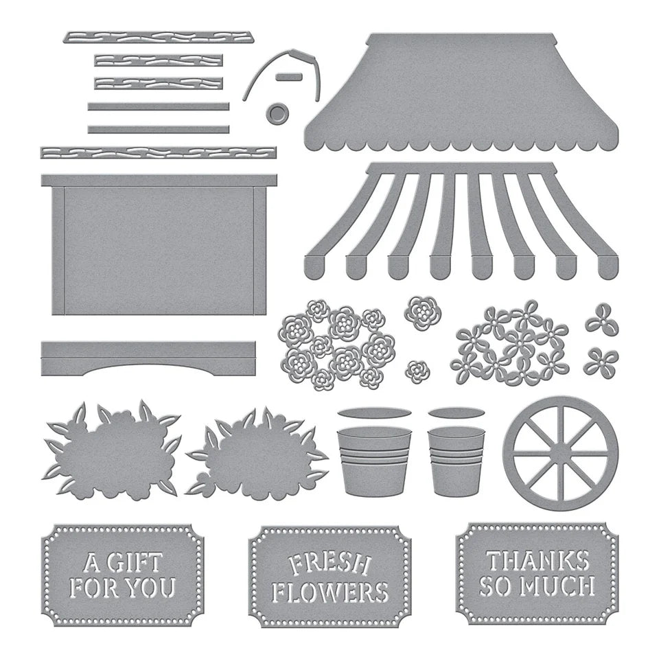 Flower Cart Etched Die Set | Vintage Flower Shoppe