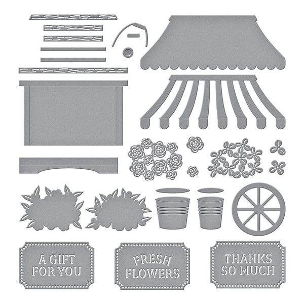 Flower Cart Etched Die Set | Vintage Flower Shoppe