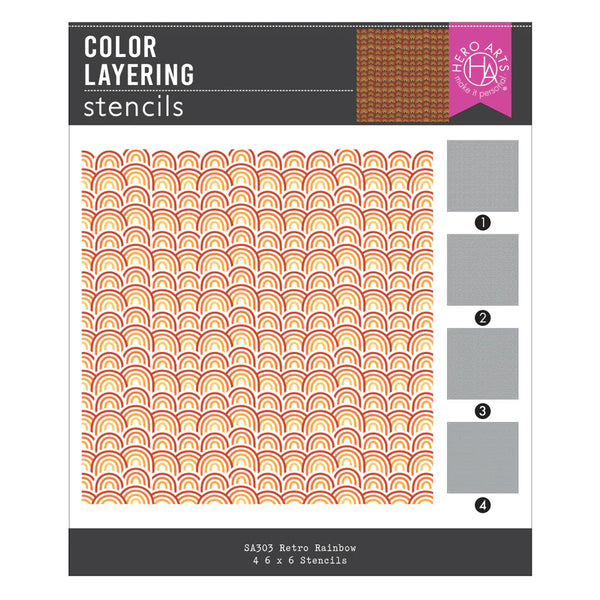 Retro Rainbow Color Layering Stencil