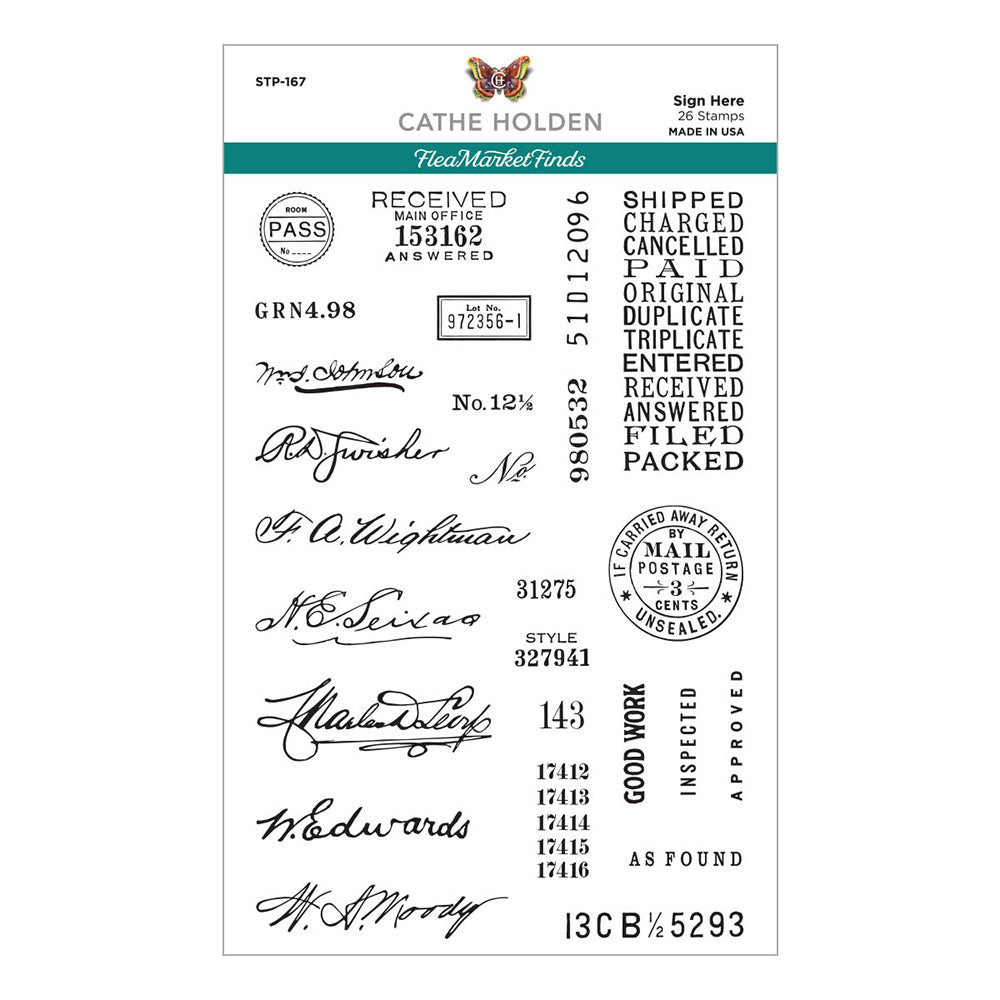 Sign Here Clear Stamp Set | Flea Market Finds by Cathe Holden
