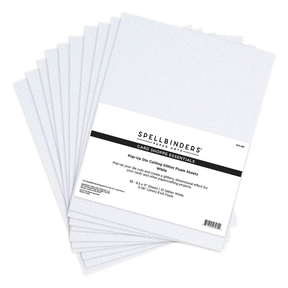 White Pop-Up Die Cutting Glitter 10pk Foam Sheets