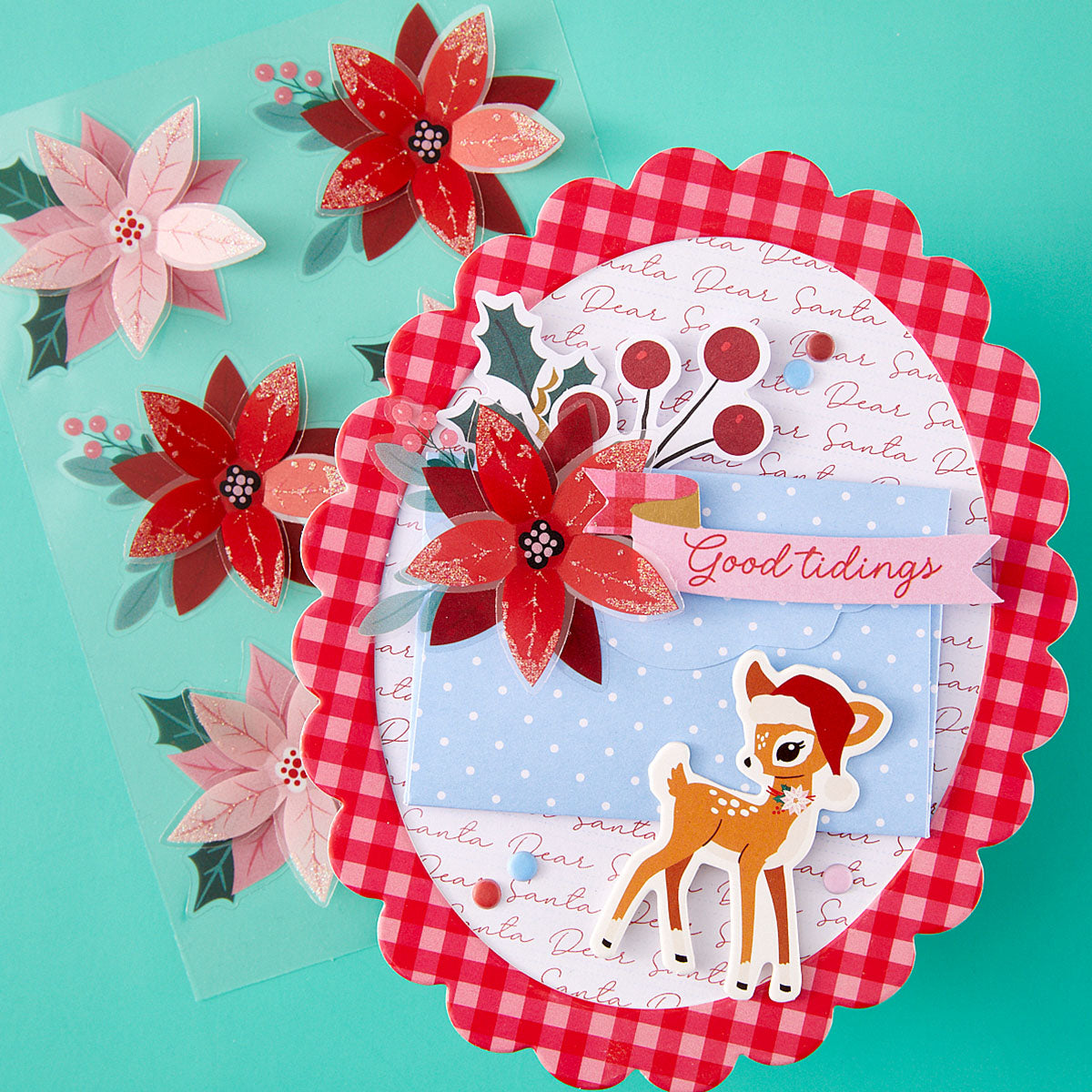 Dear Santa Poinsettias Dimensional Stickers {coming soon!}