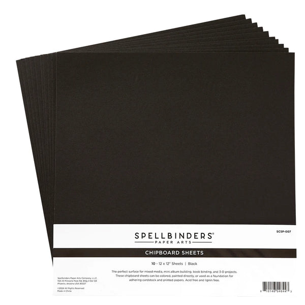 Black Chipboard 12x12 Sheets 10pk