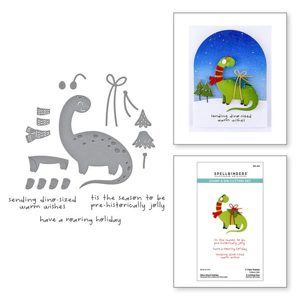 Dino-Sized Holiday Clear Stamp + Die Set | Independent Exclusive