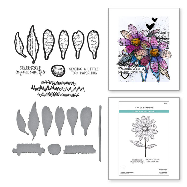 Sculpted Scripted Floral Stamp + Die Set