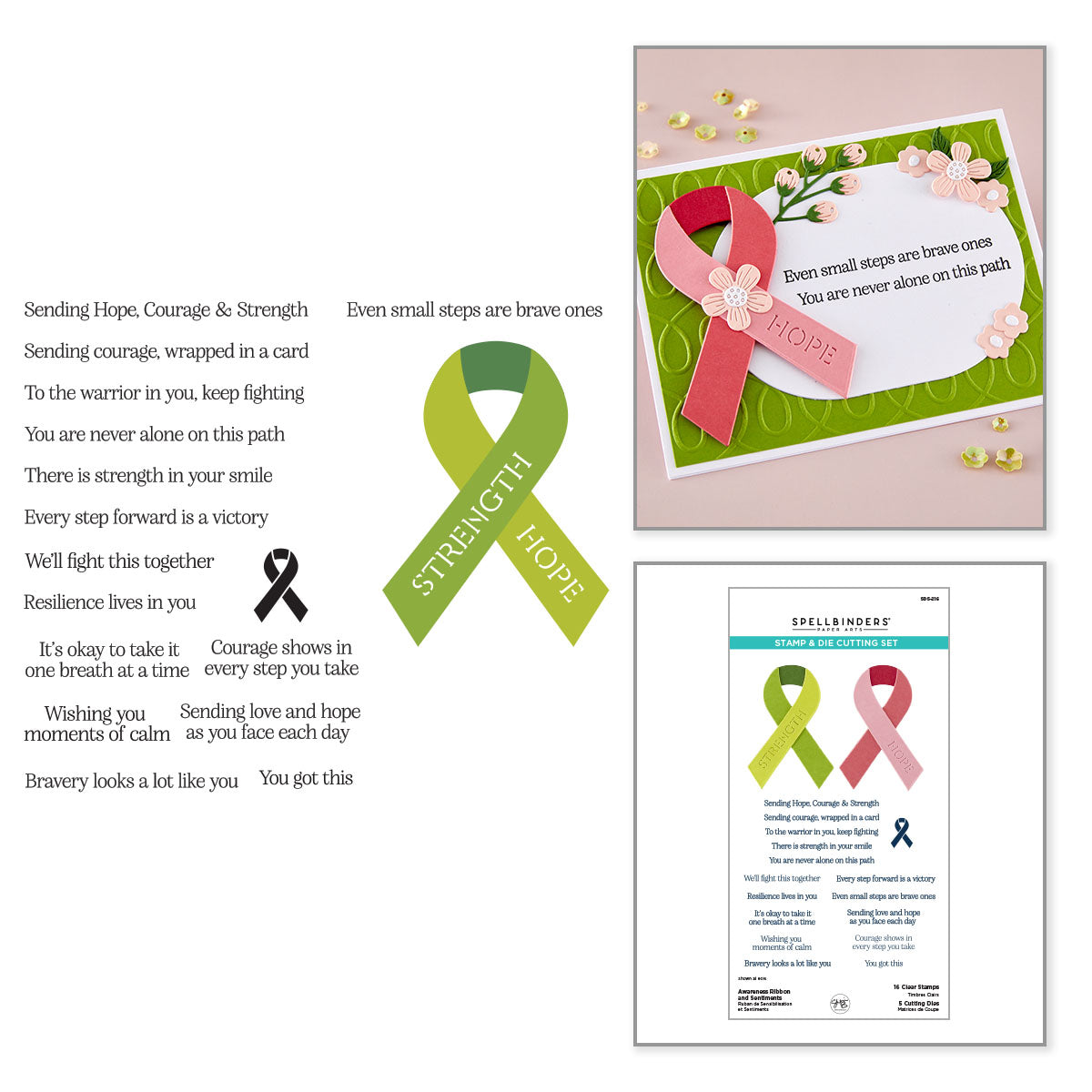 Awareness Ribbon & Sentiments Stamp + Die Set | Sheri Ballantyne