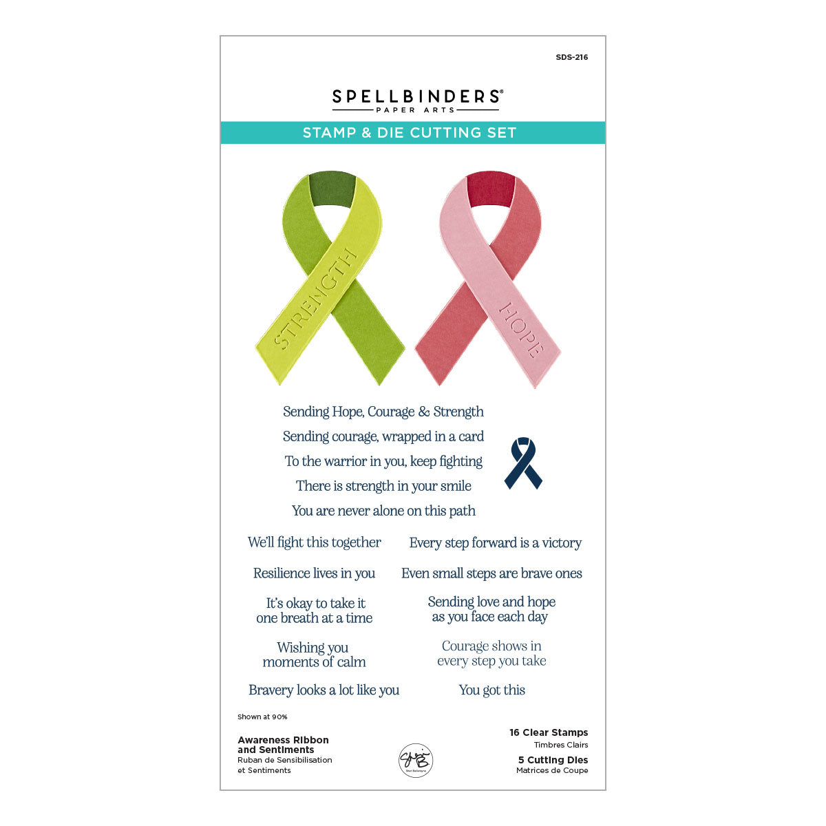 Awareness Ribbon & Sentiments Stamp + Die Set | Sheri Ballantyne