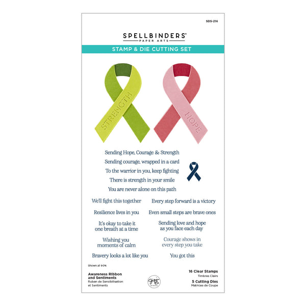 Awareness Ribbon & Sentiments Stamp + Die Set | Sheri Ballantyne
